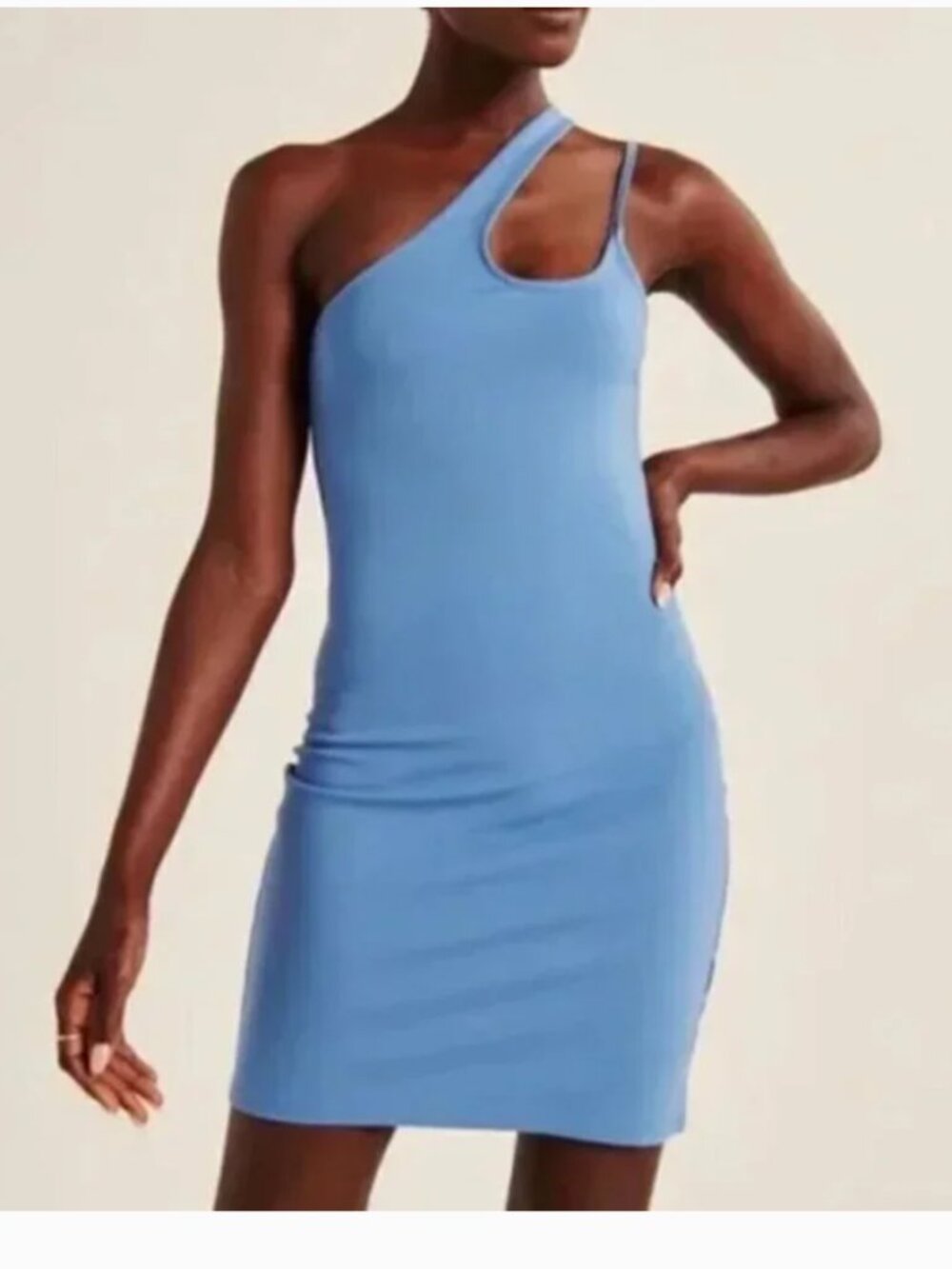 Abercrombie & Fitch Sleeveless One Shoulder Bodycon Mini Dress Blue Size Medium